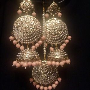 3 pieces earrings and tikka indian bollywood